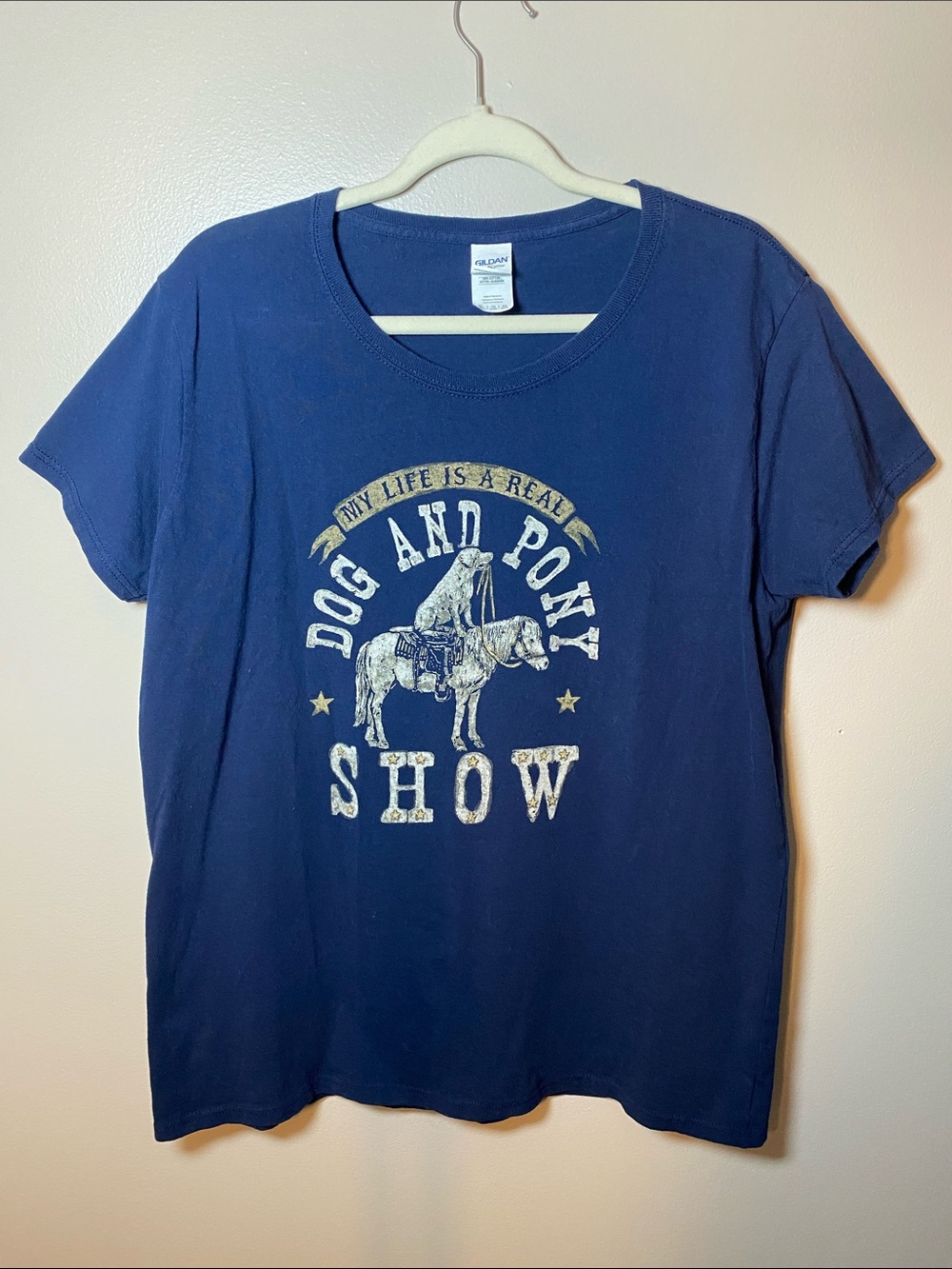 Gildan Navy 'Dog and Pony Show' Graphic Tee XL Unisex